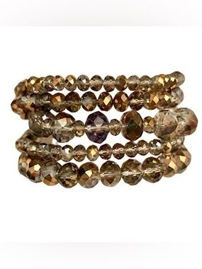 Gold and Silver Stretch Beaded Bracelet Set